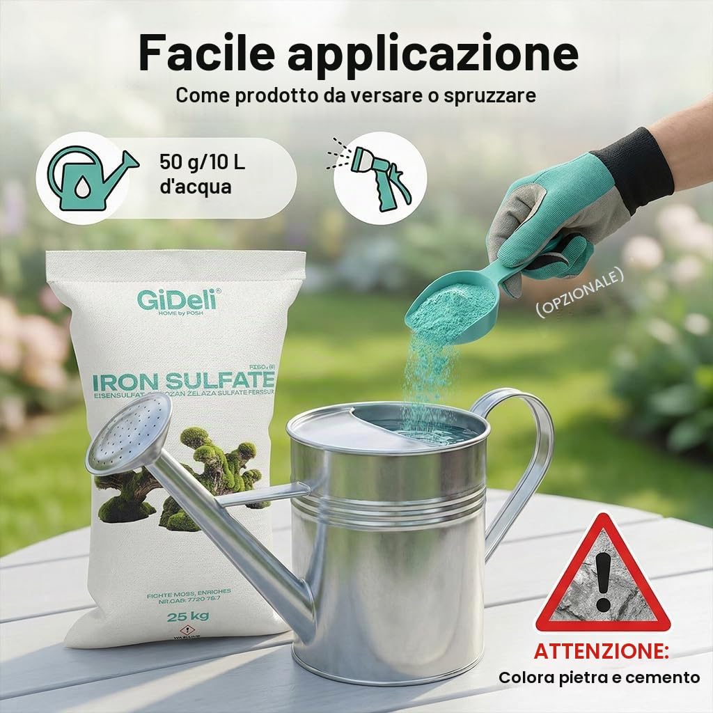 GiDeli Solfato di ferro 5 kg eptahidrato ortensia fertilizzante per il giardino e l'agricoltura FeSO4