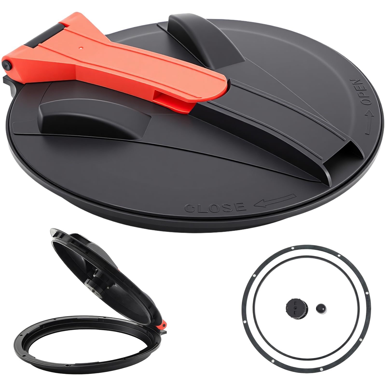 1 Set 16 Inch Threaded Vented Tank Lid and Ring Assembly with Seal Gasket Polypropylene Breather Vent Water Tank Lid Accessory for Replace