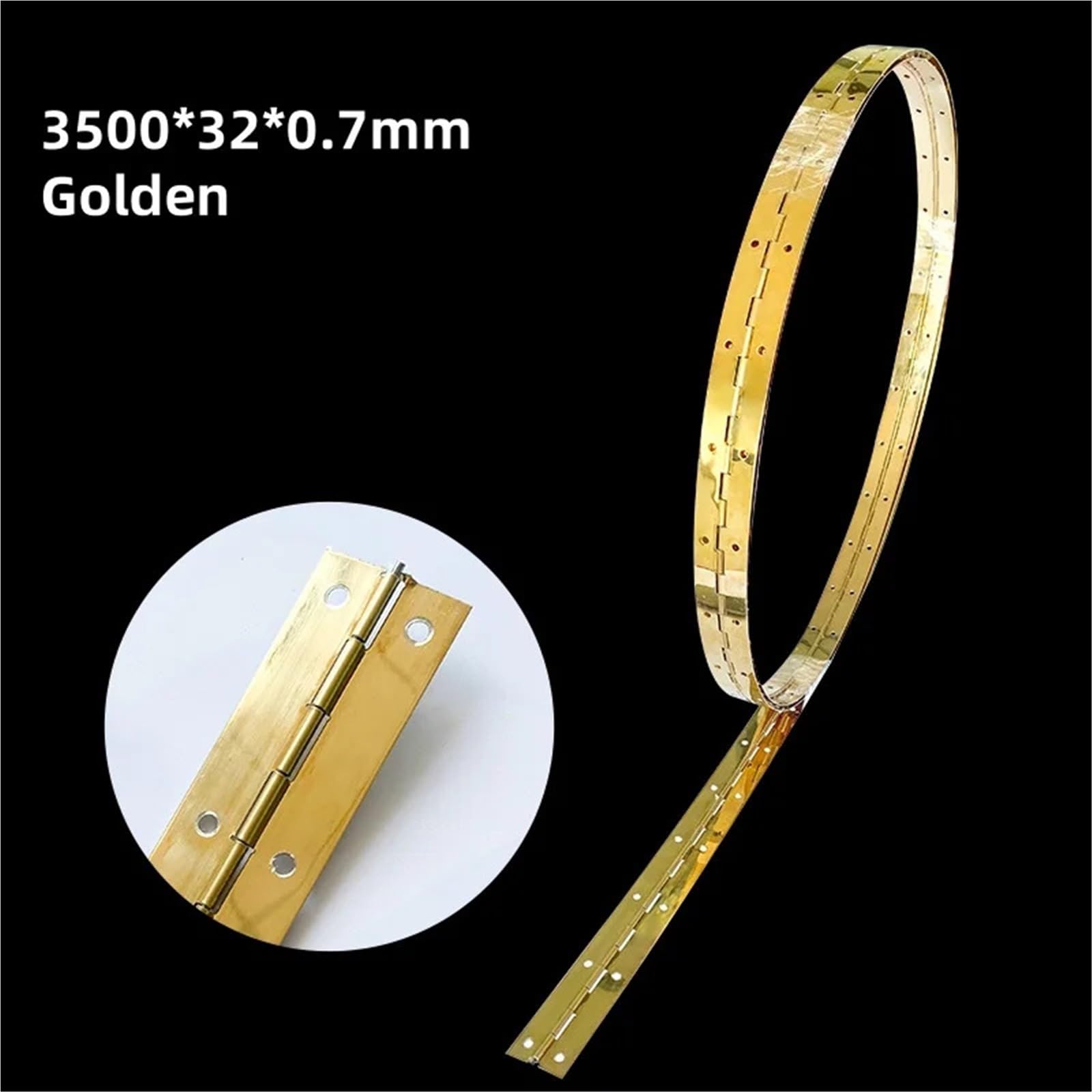 Bisagras de piano continuas de acero inoxidable de 3,5 m, resistentes, for puertas de armarios, herrajes for muebles, 1 unidad(Golden)