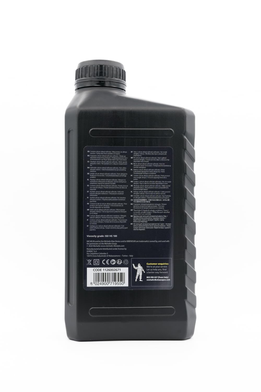 Michelin Huile de Compresseur, Huile Pour Compresseur, Jusqu'à 250 Heures d'Utilisation, Grade de Viscosité ISO VG 100, Bouteille de 1L