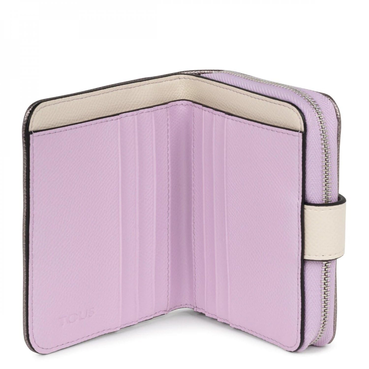 Tous Billetera Pequeña Plateada, para Mujer, Medidas 10 x 12 x 3 cm, Colección New Dubai Saffiano