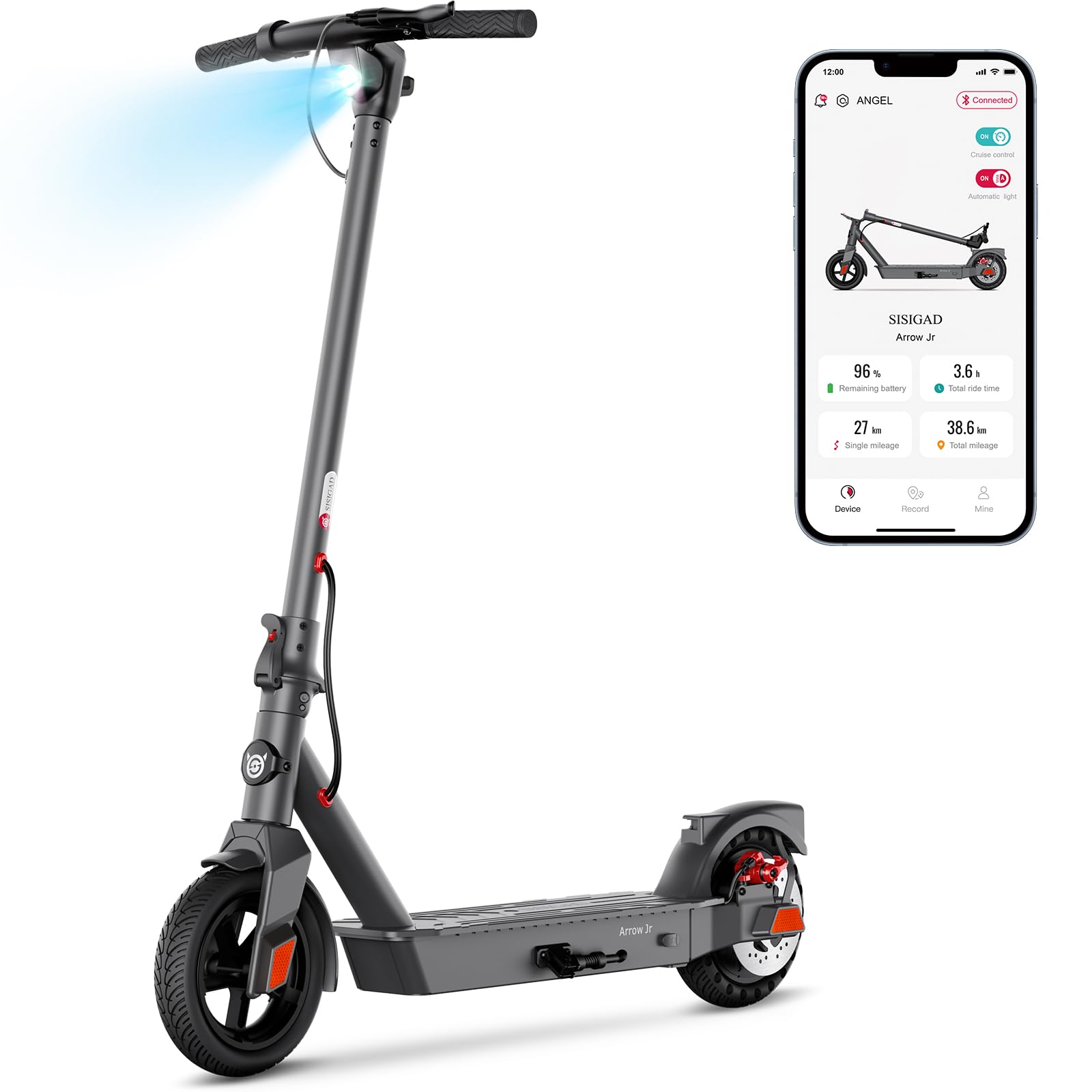 SISIGAD Electric Scooter Adults Peak 500W Motor, 8.5" Solid Tires, 19MPH Top Speed, Long Range Scooters Electric for Adults, Portable Commuting E-Scooter with Double Braking System,Black