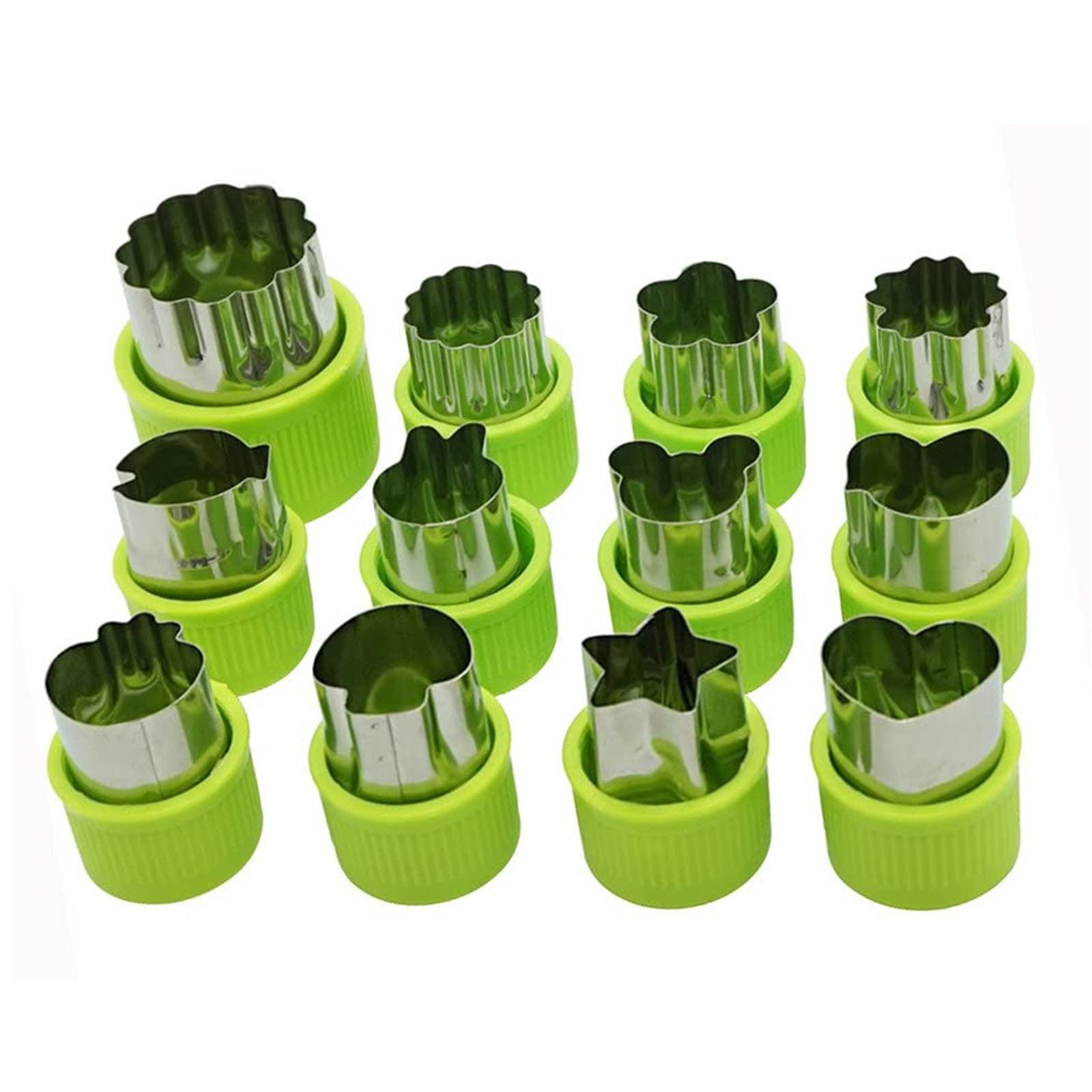 12pcs Steel Fruit Vegetable Mini Cookie Shape Cutter Set Kid Food Mold (12pcs)