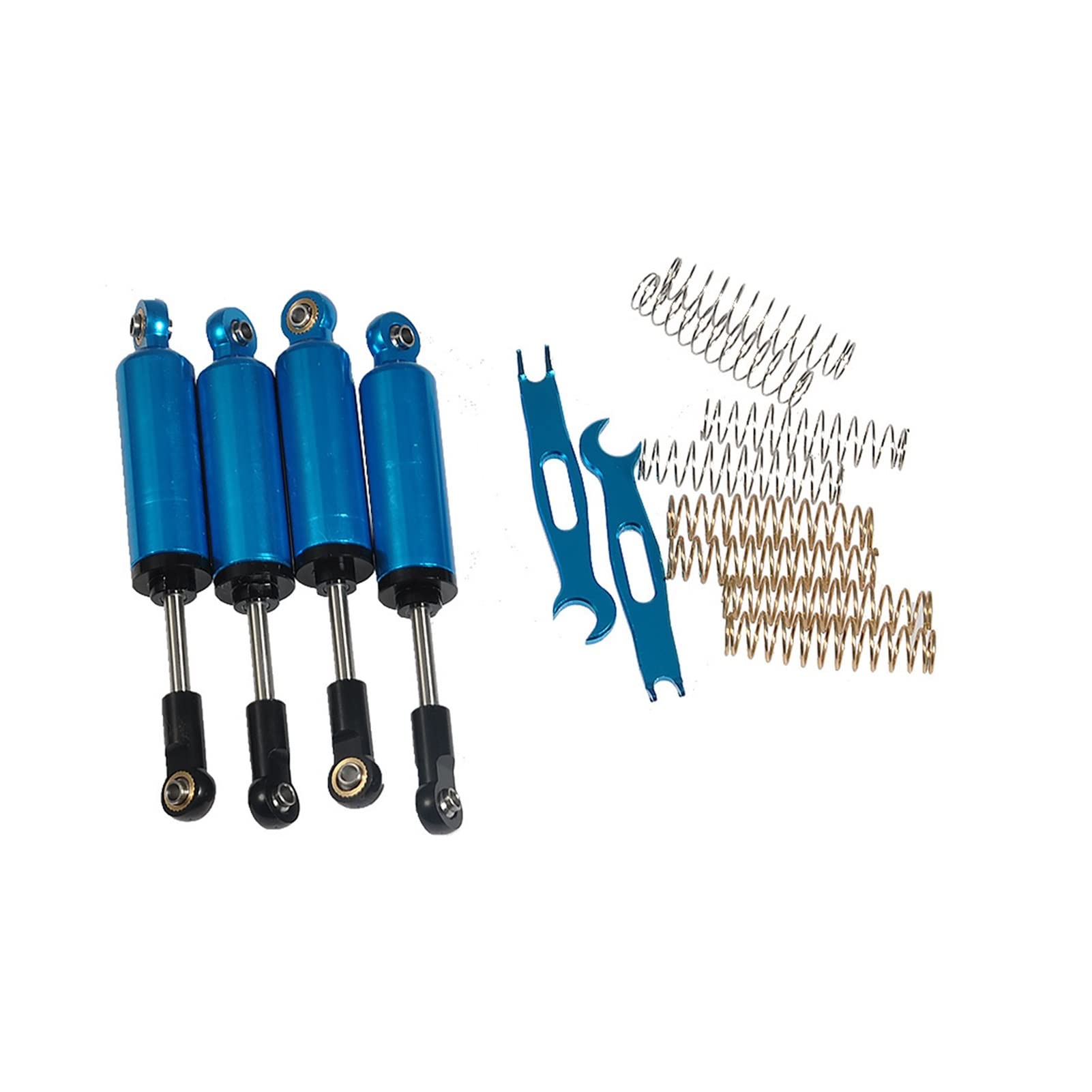 4 szt. Metalowe zawieszenie amortyzatora 90mm wewnętrzny amortyzator sprężynowy, do części gąsienicowych 1:10 Axial SCX10 D90 RC Zdalny amortyzator samochodowy(Blue)