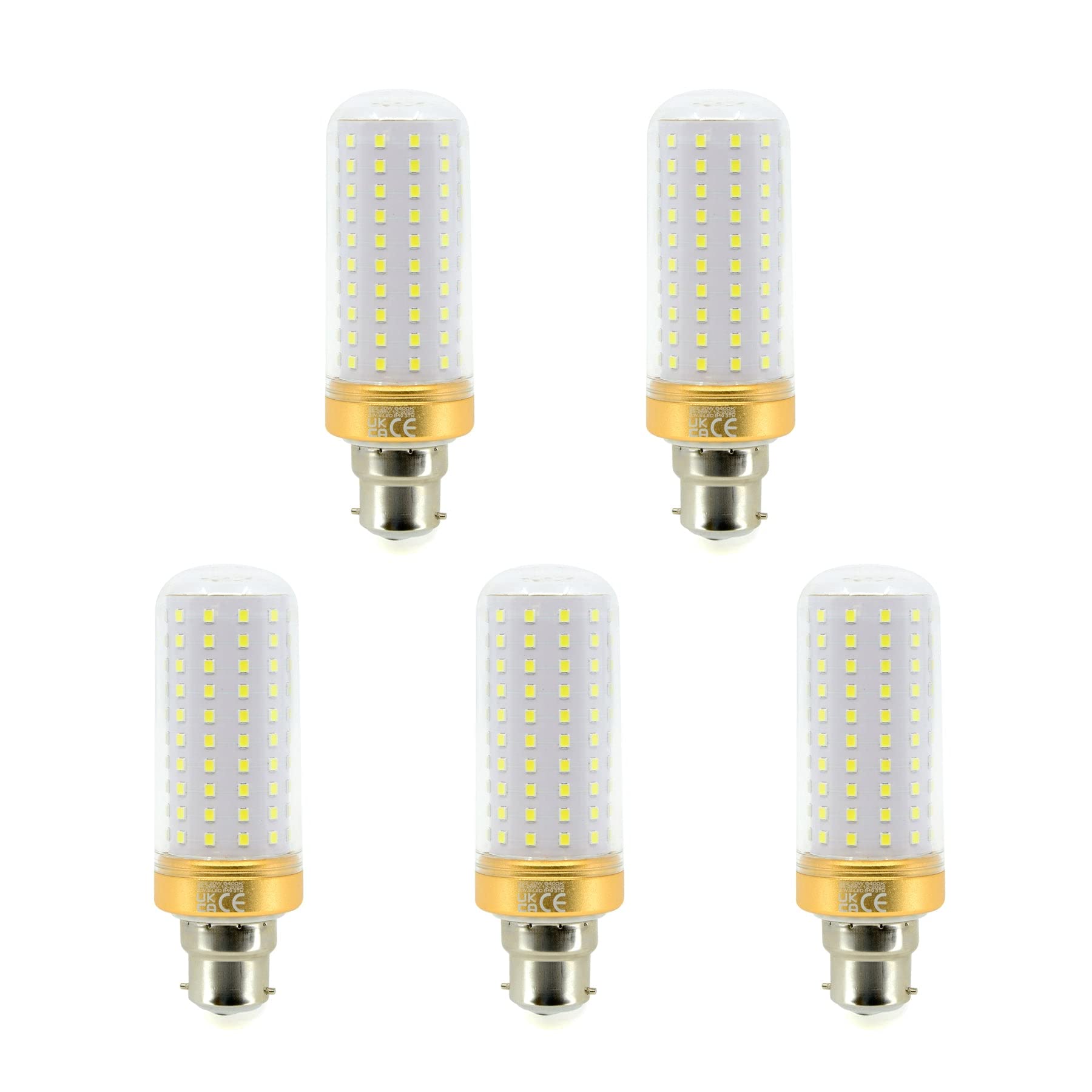 G.W.S® E27 Edison Screw LED Corn Bulb, 20W 3380Lms Day White 6000K, 360° Beam Angle, Pack of 5