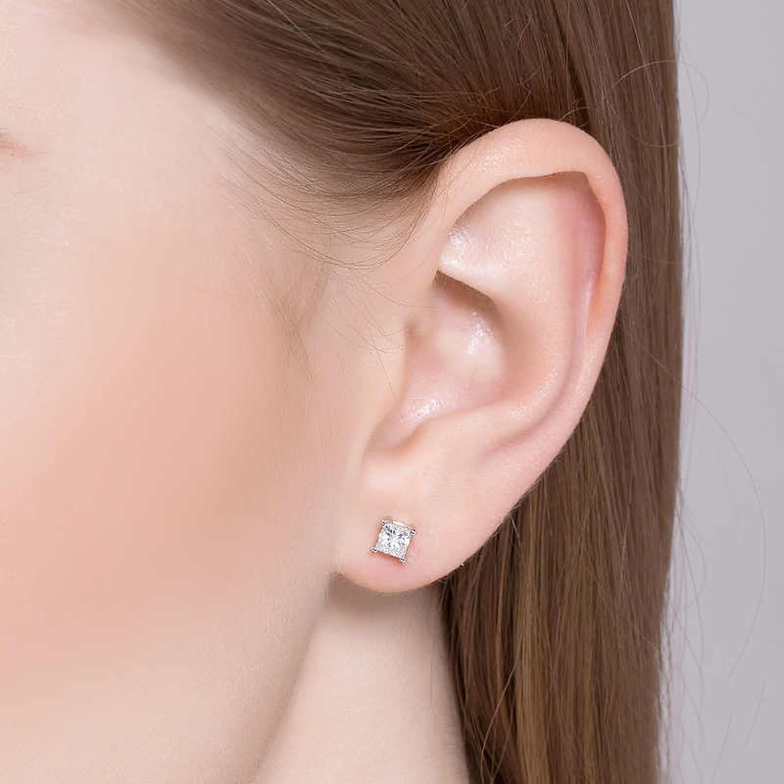 Kolczyki w stylu vintage, eleganckie kolczyki z diamentem 0,5 ct, białe złoto, prezent dla kobiet