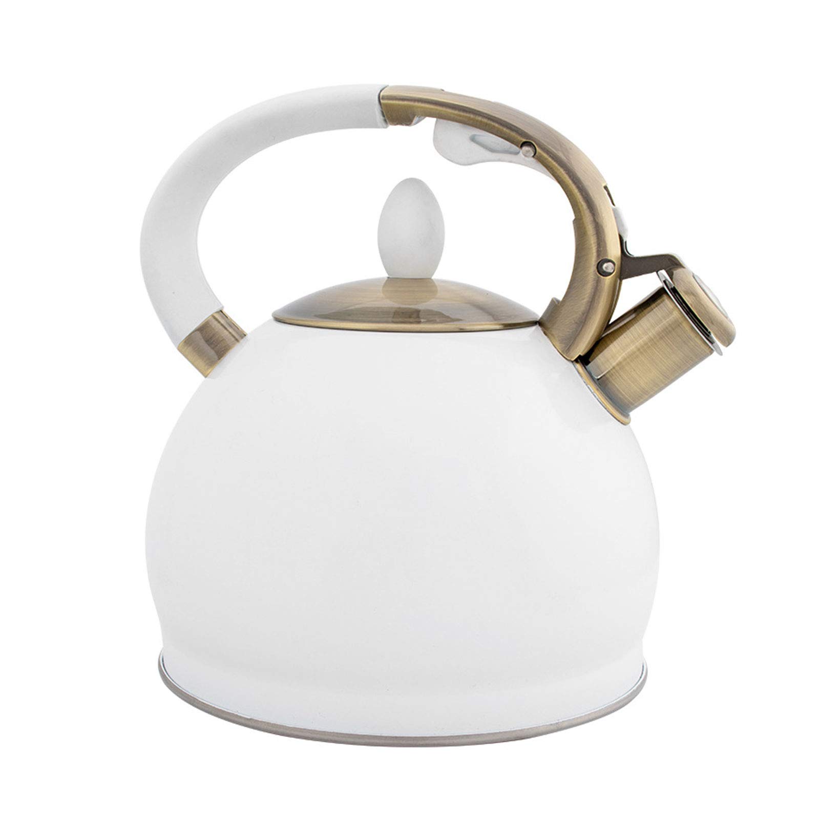 Stove Top Whistling Kettle, Traditional Stovetop Kettle, 3.5L Stainless Steel Stove Top Induction  Hob Kettle, Kitchen Water Teapot for  Stove, Ceramic Stove, Electric and Induction Hob (White)