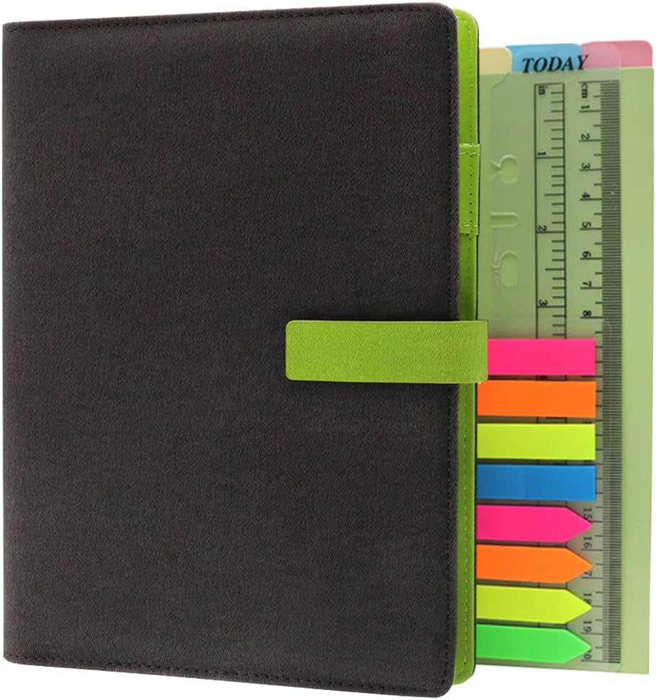 Refillable Diaries, Journals & Notebooks, A5 Executive Personal Origaniser Ruled Notebook for Men, Women, Leather Padded Cloth Cover Loose Leaf Notebook with Pen Loop and Magnetic Clip (Grey, A5)