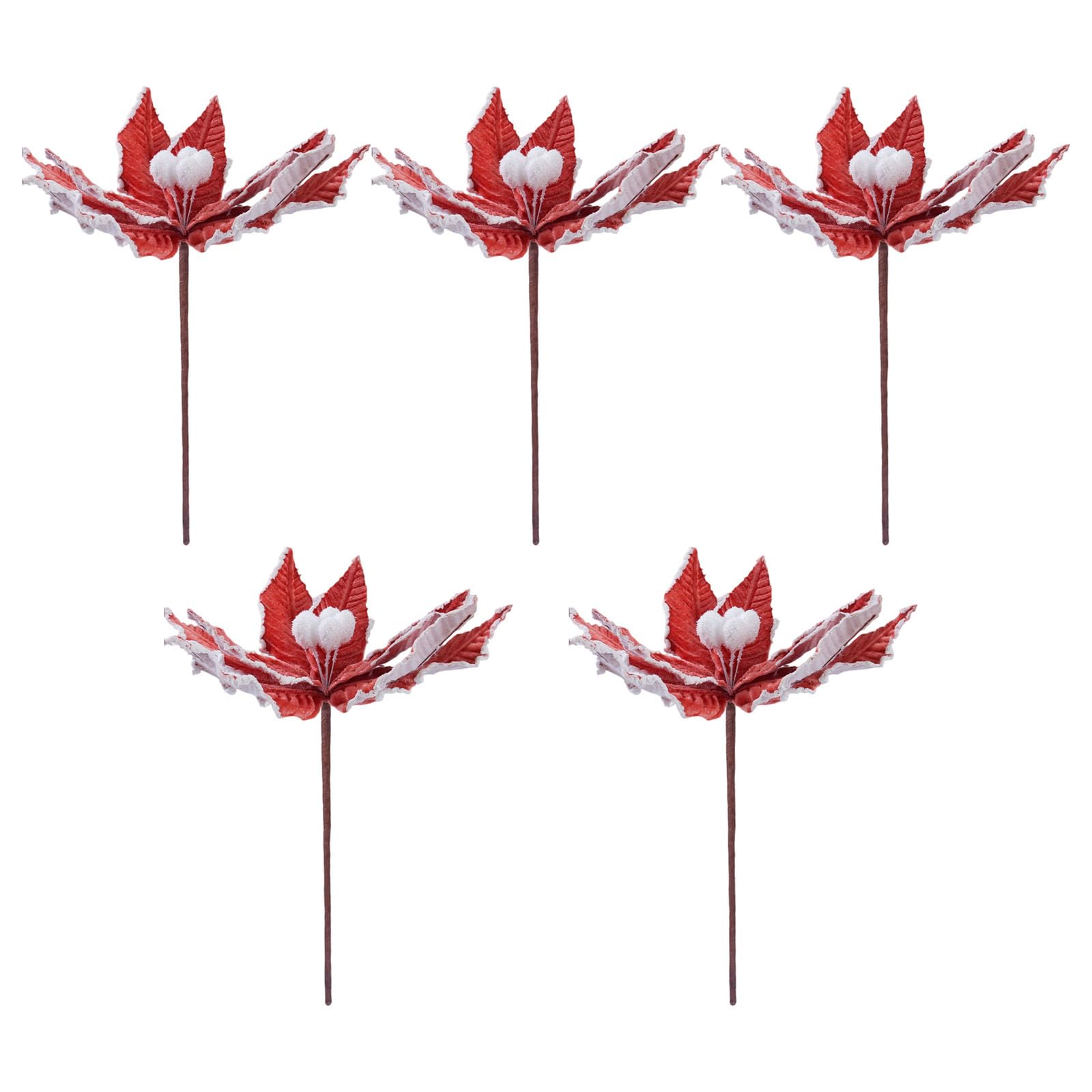 Kangnice 5 Christmas Blossomy Arrangements White Paper Packaging Silkflowers for Artisanal Holiday Deck Color Stable Artificial Christmas Bushes
