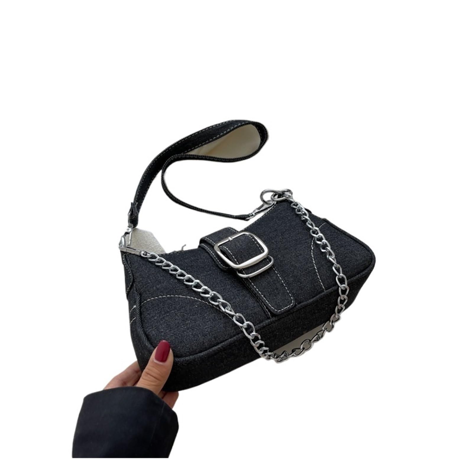 Borsa Jeans Donna Borsa a tracolla in denim, borsa a tracolla con catena, borsa da ascella, borsa a mano, borsa da donna retrò