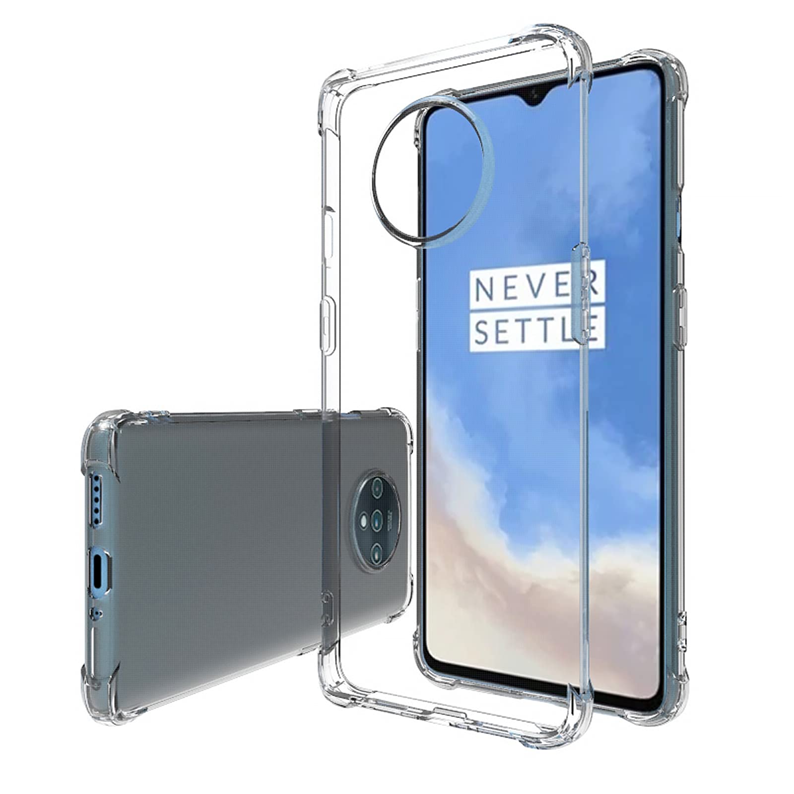 Emand Cover For OnePlus 7T Case, Crystal Clear Soft TPU Transparent Bumper Shock Absorption Raised Slim Protective Cover for OnePlus 7T