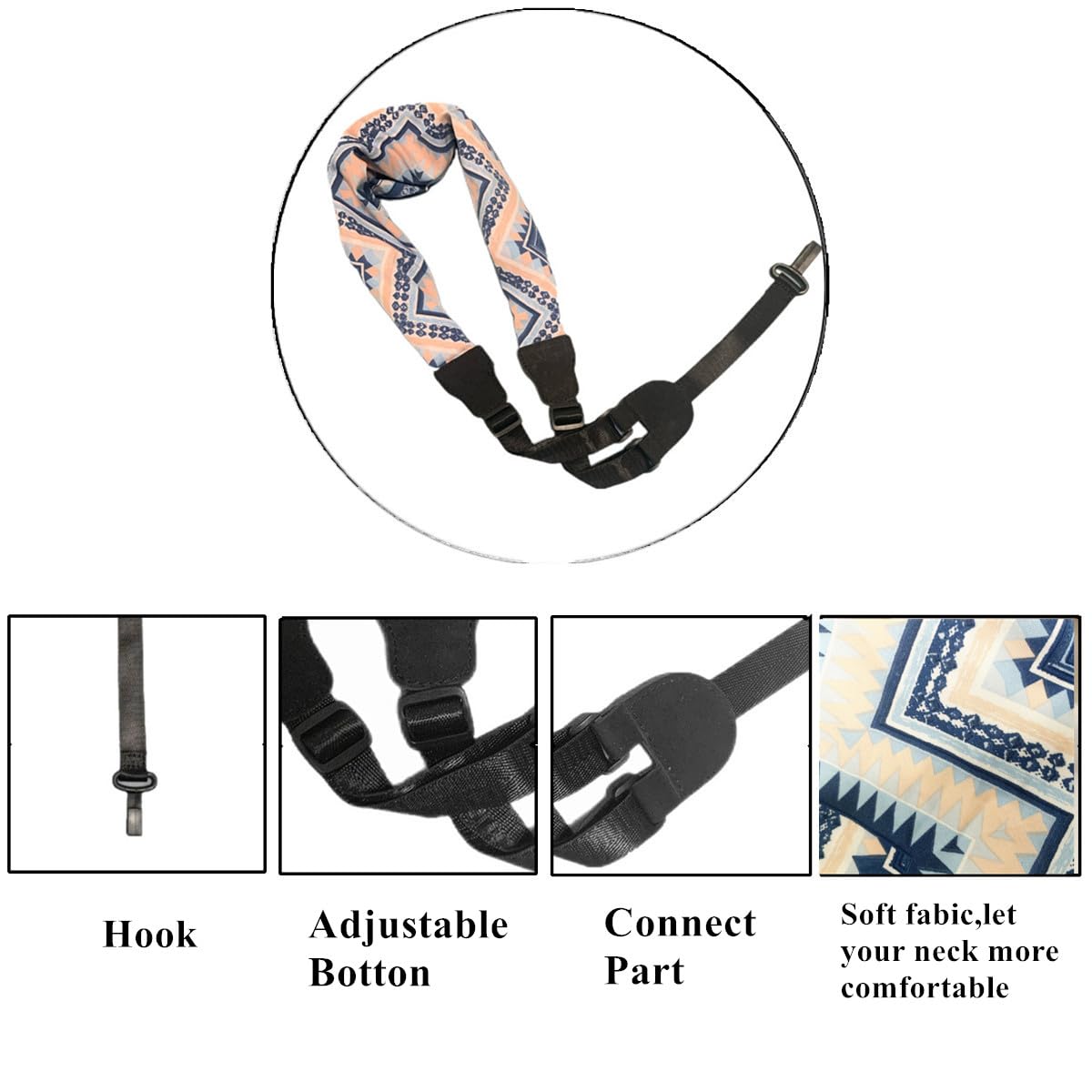 Trssorm Ukulele Strap Scarf Style Adjustable Neck Strap and Ukulele Belt with Hook for Guitar - Image 3