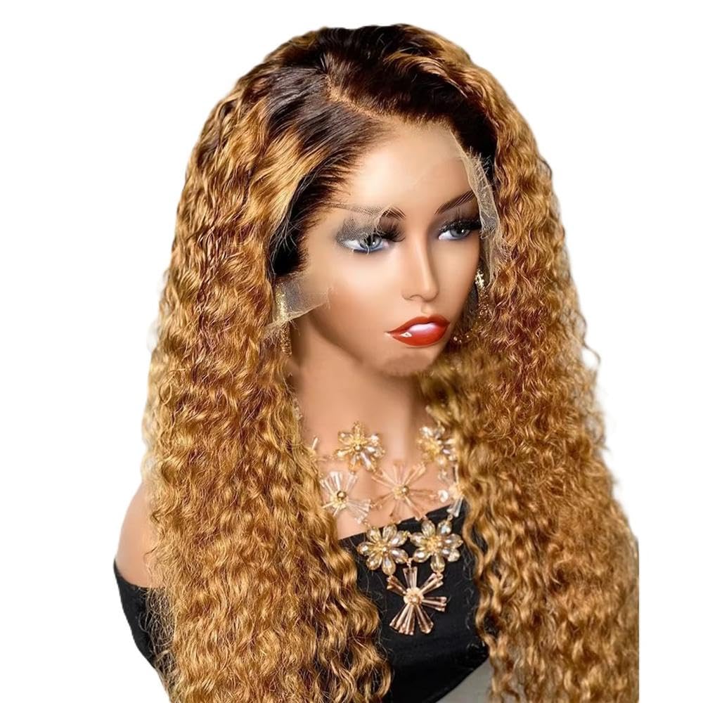 Haarpflege 180 Dichte Ombre Blonde 26“ Lange Verworrene Lockige Lace-Front-Perücke Für Frauen Bei Hohen Temperaturen Ohne Kleber Täglich