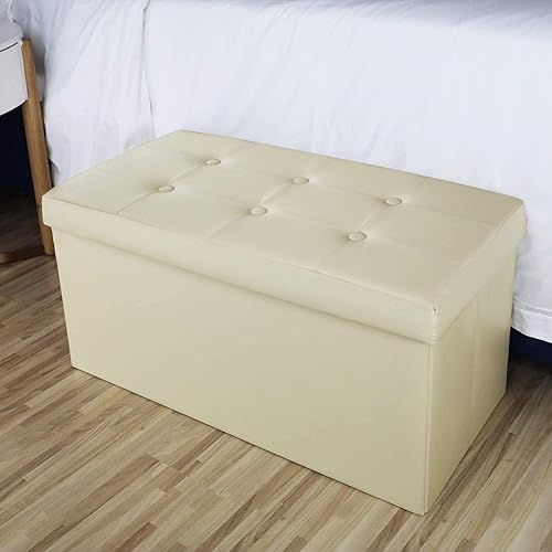 Miniatura 2 de Muebles de interior Nuevo estilo moderno diseño poliéster Material almacenamiento plegable otomana (beige)