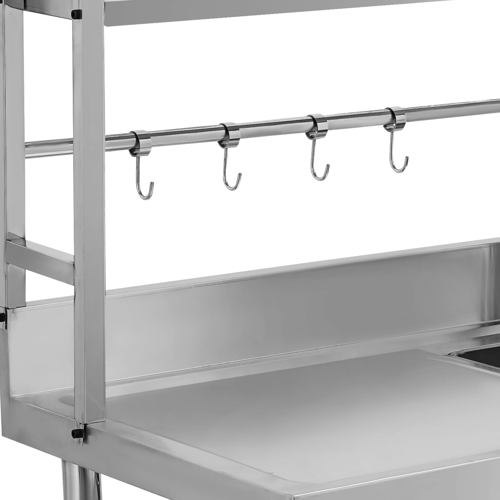 Lavandino da ristorante con ripiano a più livelli, multifunzione, in acciaio inox, commerciale, in acciaio inox, per la cucina e la gastronomia
