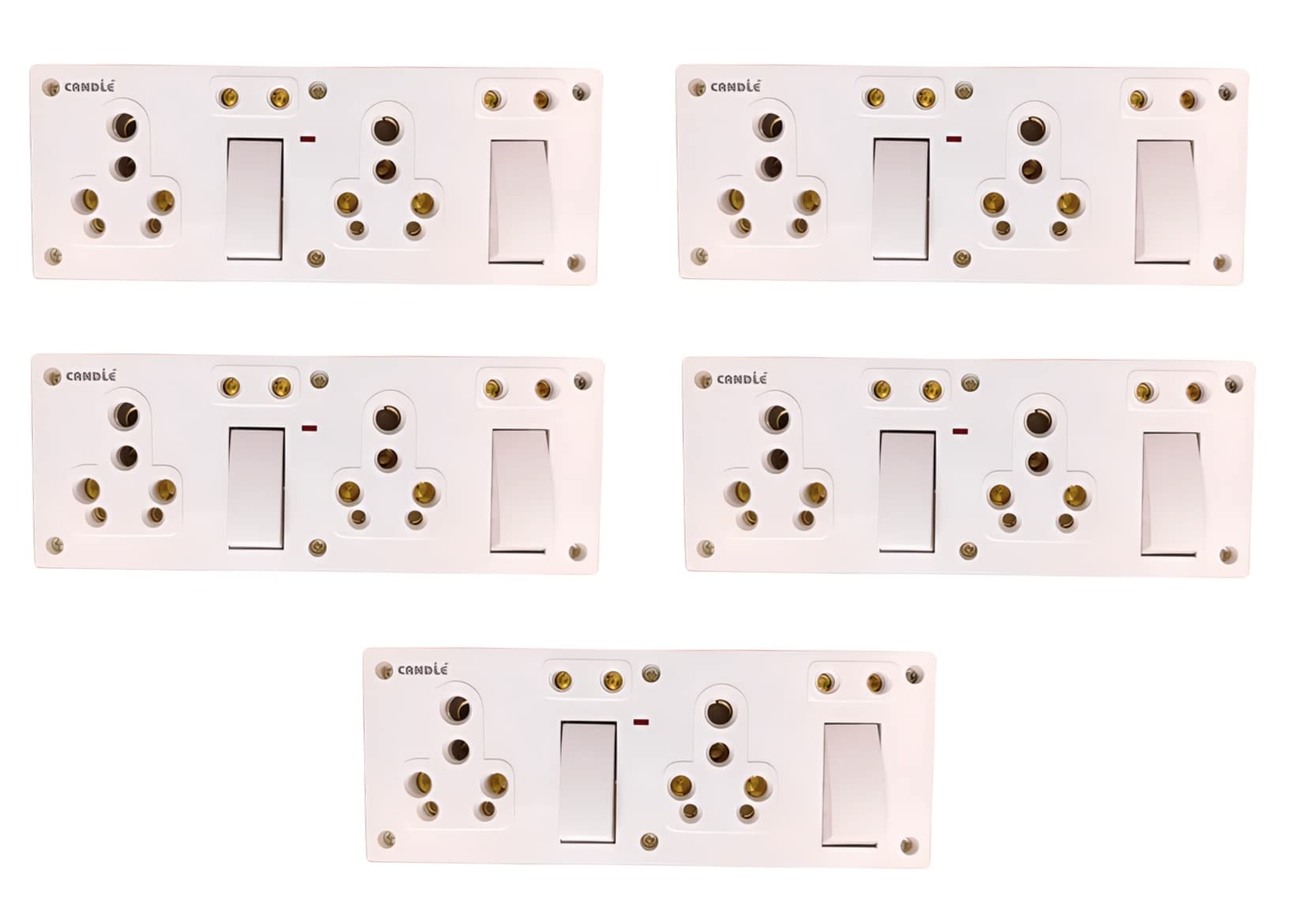 CANDLE 15amp. SS Combined 2 Switch, 4 Brass Sockets, 1 Indicator(2+5) with Box (Pack of 5) 15A. One Way Electrical Switch Socket Combined Board (5pcs.) (B09NMNZV29) Amazon Price History, Amazon Price Tracker