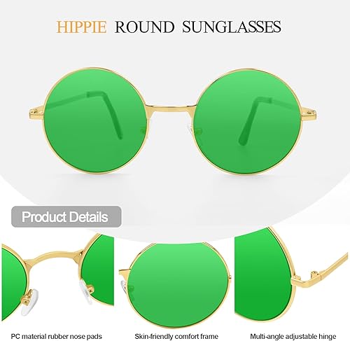 Miniatura 4 de CHRORINE Gafas de sol hippie redondas de los años 70, lentes retro para mujeres y hombres, accesorio de fiesta, festival, moda, gafas de sol vintage