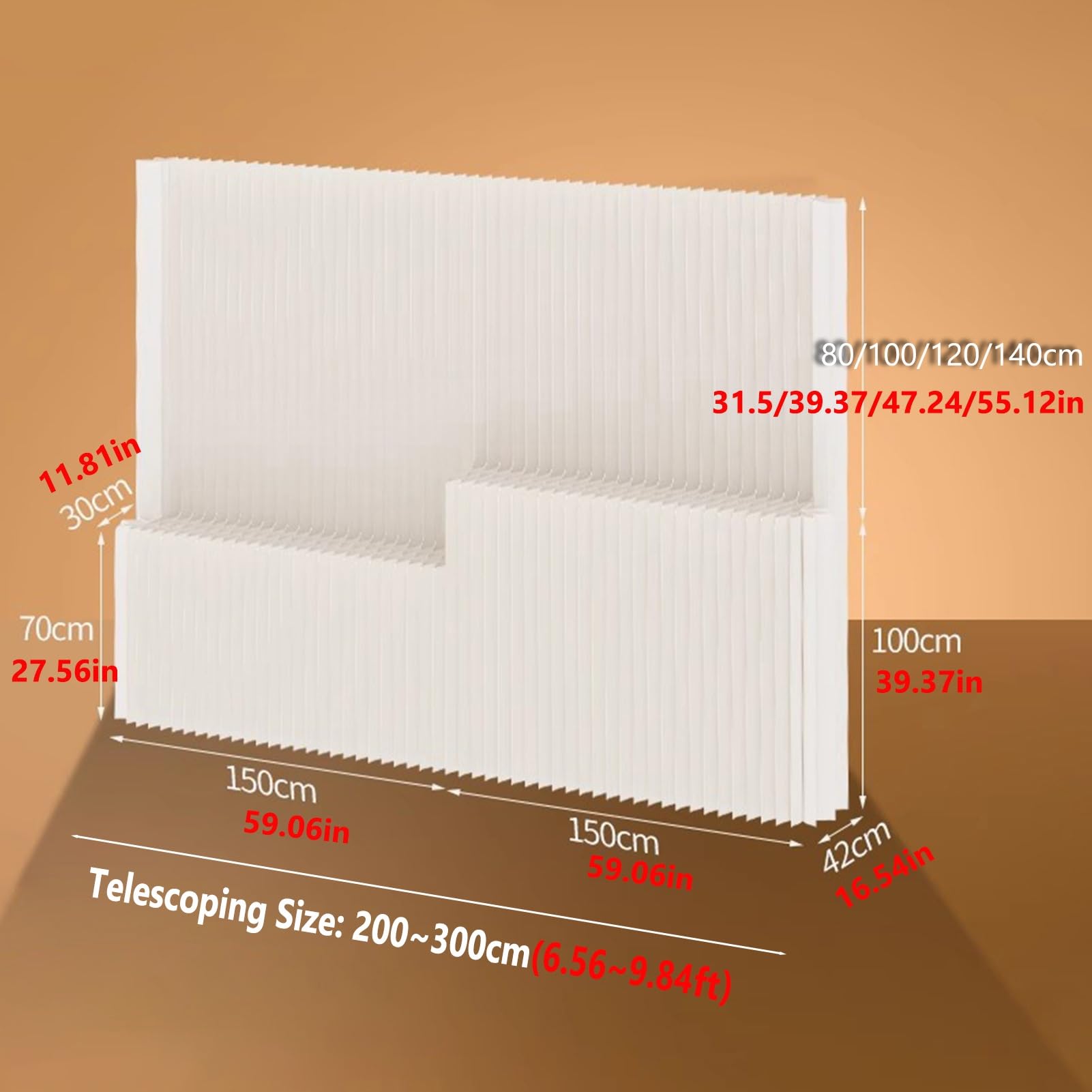 Divisori per ambienti, Parete divisoria portatile in carta for ufficio domestico(5.9x9.84ft)