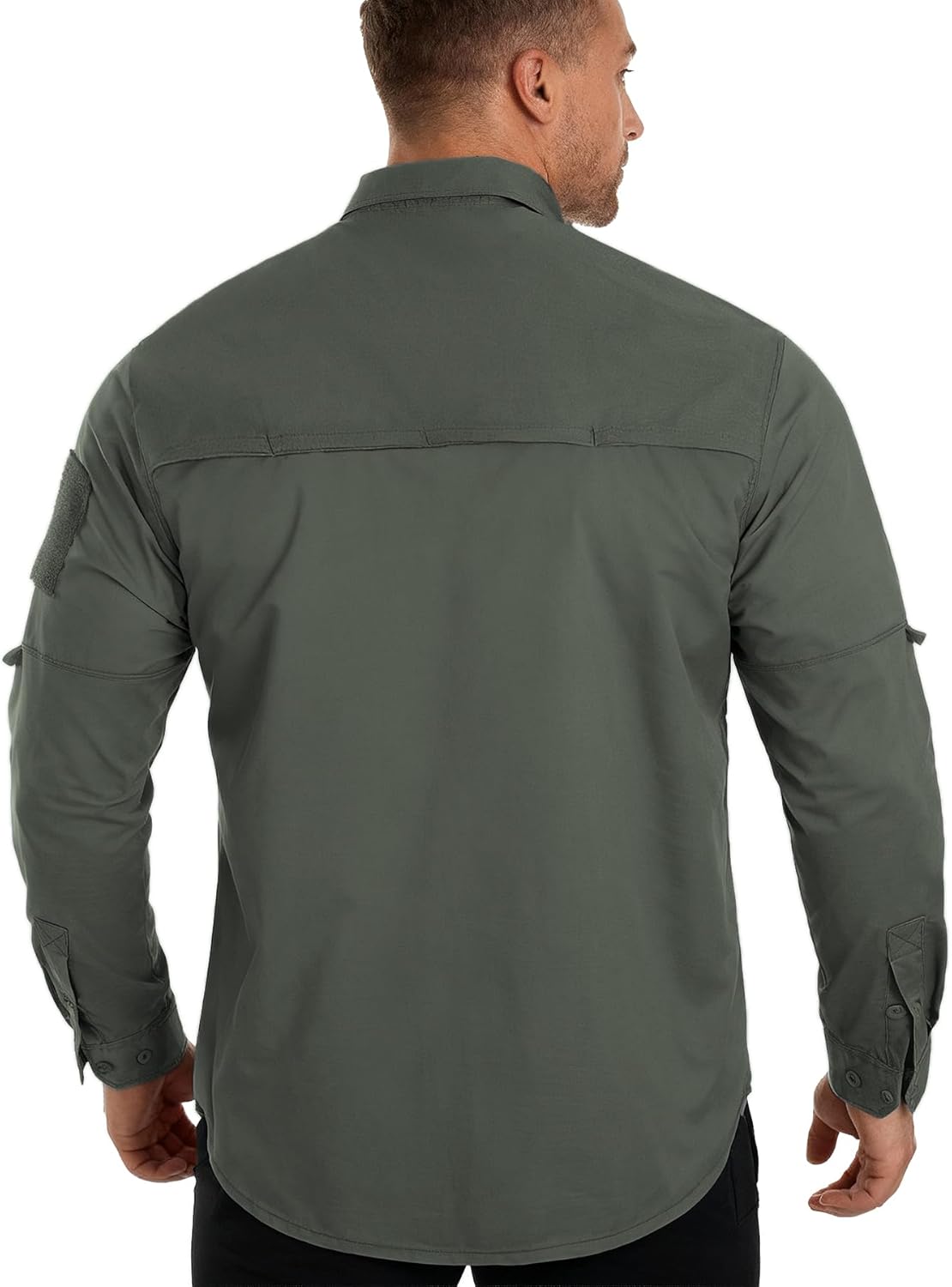 Men's Fishing Shirt Long Sleeve with 7 Pockets,Water-Resistant Quick-Dry Stretch and Hidden Zip & Dagger Pockets