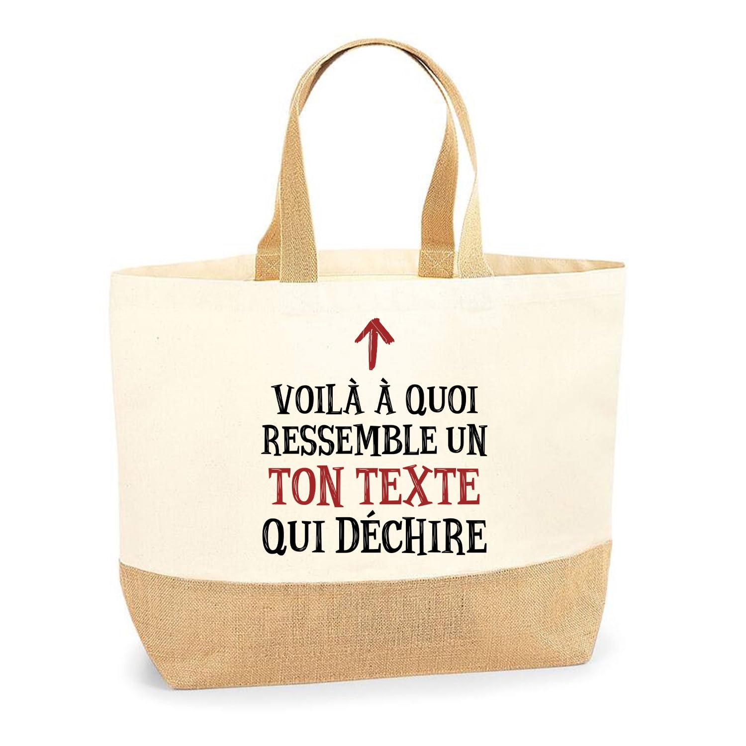 Sac Cabas de Plage Personnalisable | Toile de Jute Coton Courses Idée Cadeau Collègue Bureau Travail