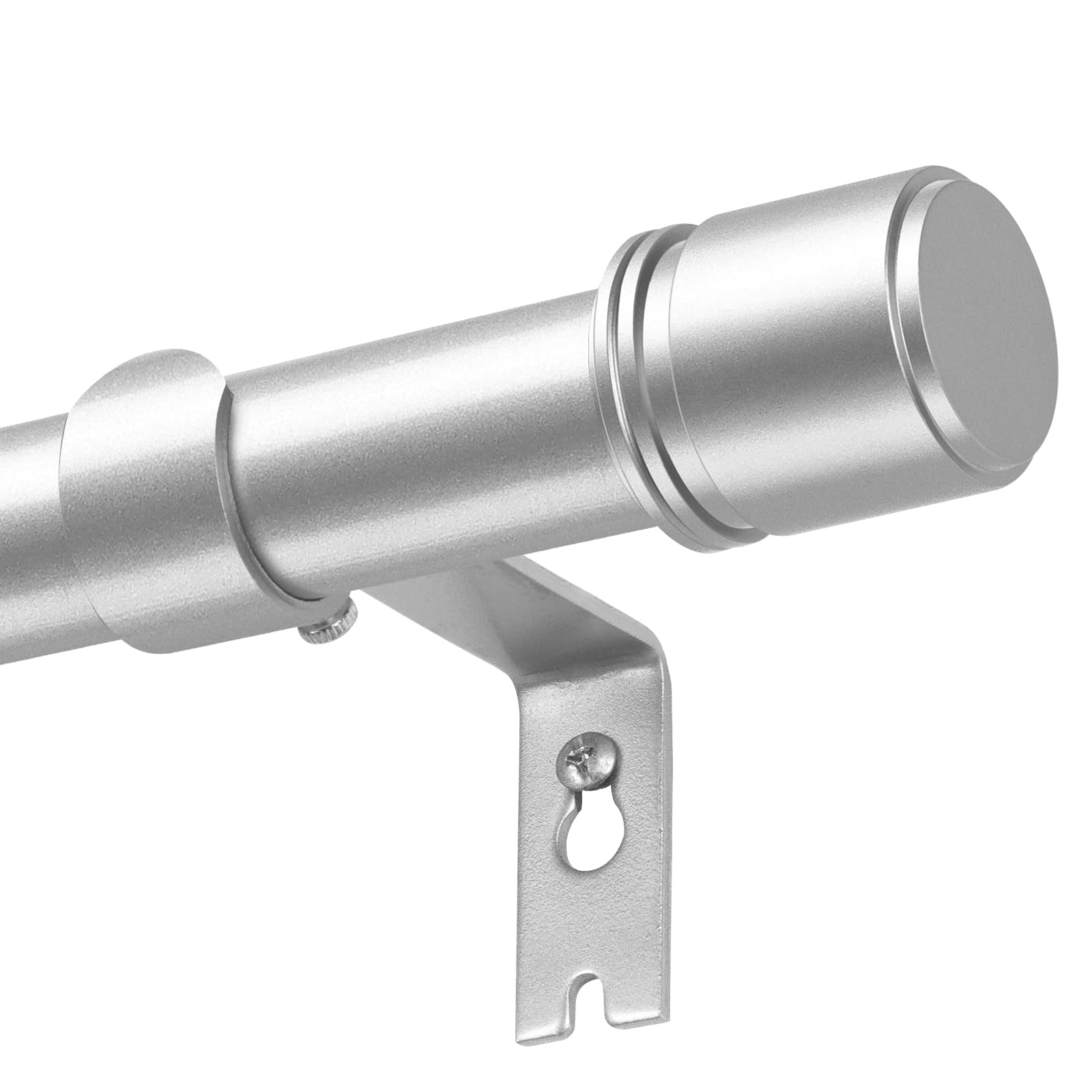 BOLITE Silver Extendable Curtain Poles 80-148 cm, 25 mm Metal Curtain Pole