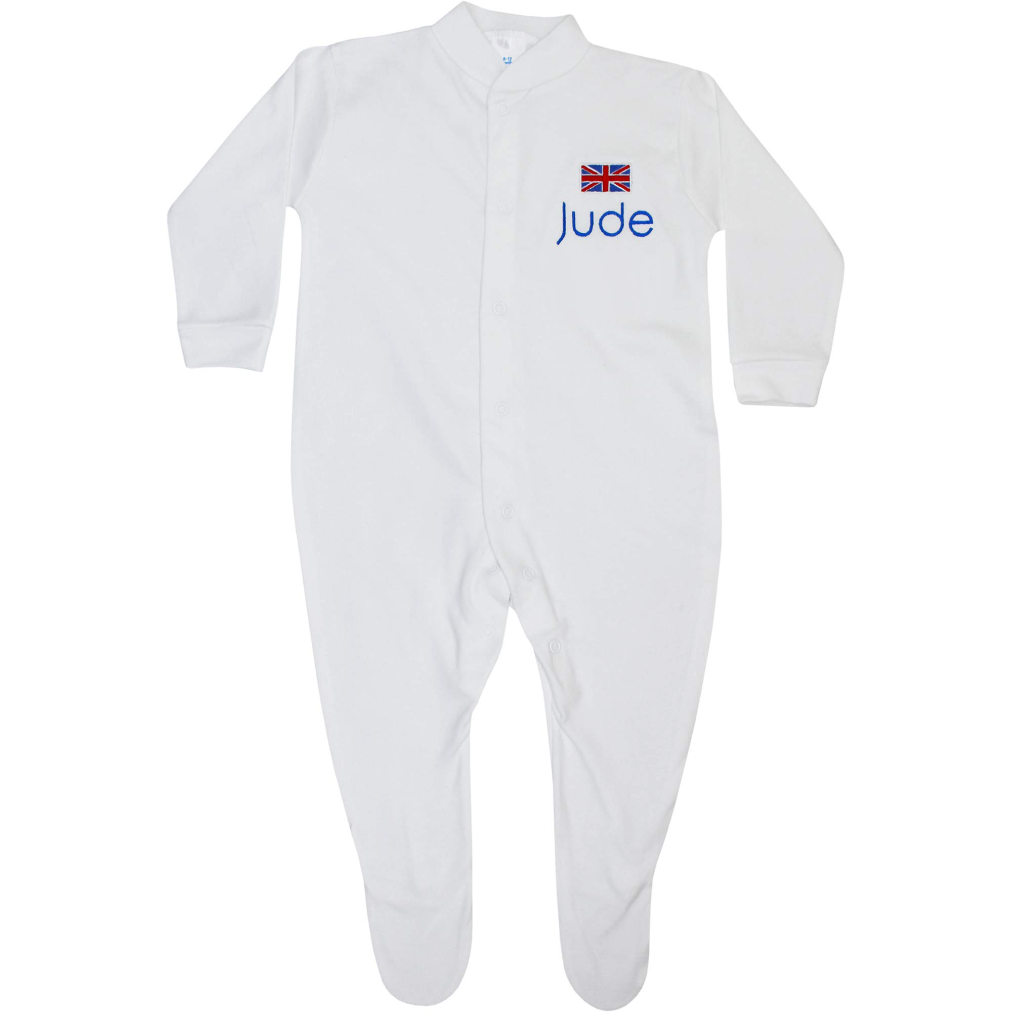 Teddyt's One Name Baby Personalised White Great Britain All In One Sleepsuit (9-12 Months, )