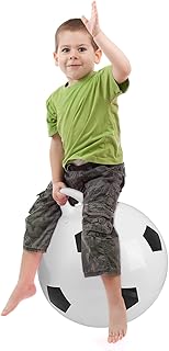 NUOBESTY 45cm Space Hopper Ball Bouncy Ball with Handle Hopping Ball PVC Hopper Ball Bouncing Ball Jumping Ball for Children (Football)