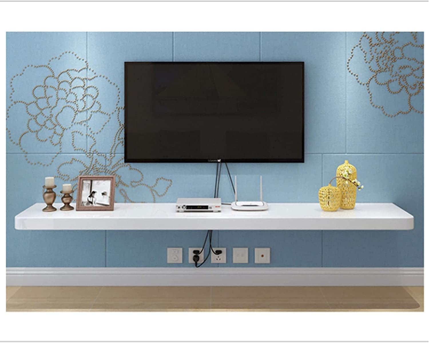 Gabinete De Soporte De TV Unidades De Pared De TV para Sala De Estar Consola De Medios Soporte De TV Flotante Mueble De TV Montado En La Pared para Sala De Estar Sala De Entretenimiento Ofic
