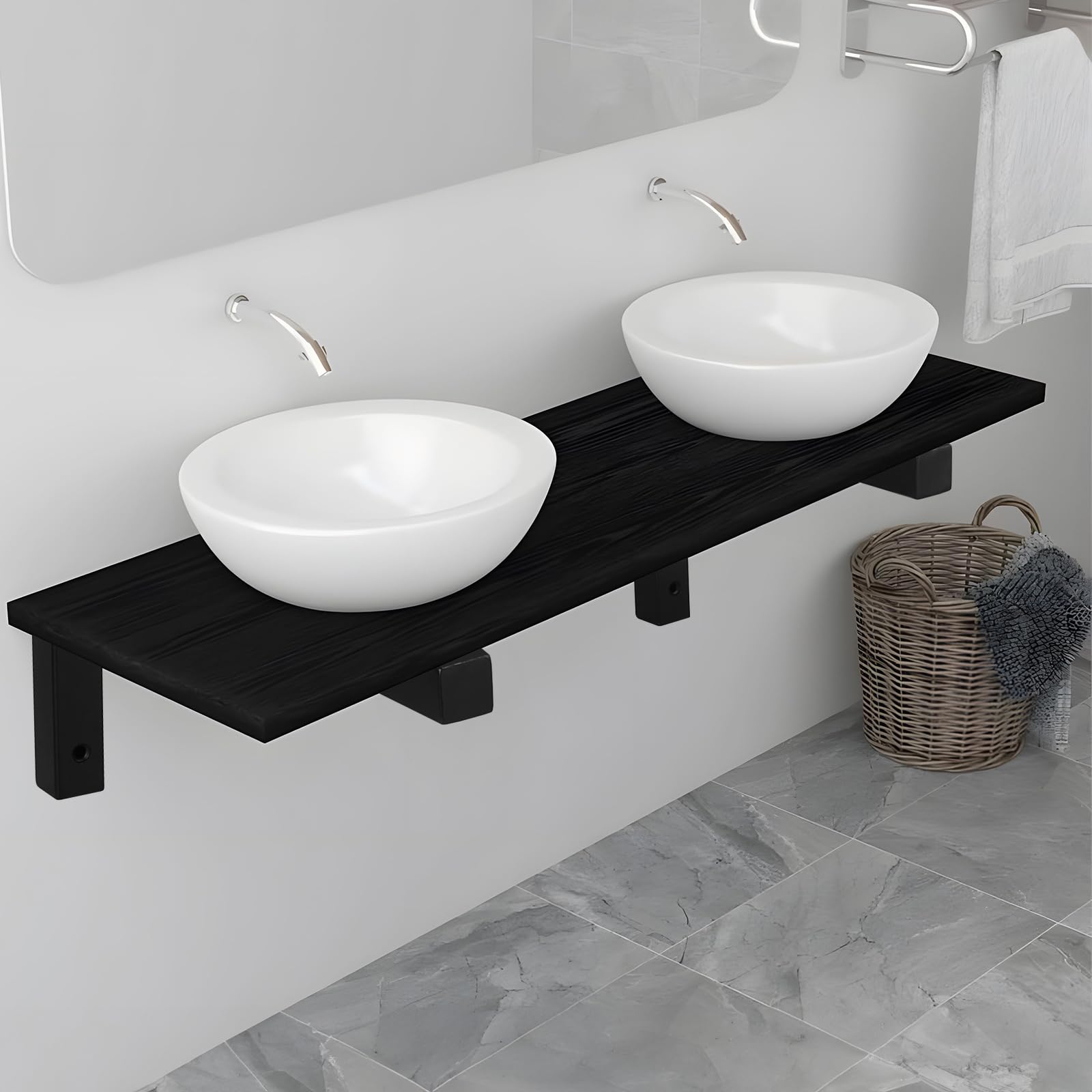 DBREAKS 2Pcs Escuadras para Estanterías Ángulo, Soporte de Pared para Lavabo, Escuadra de Carga Pesada, apoyo estable, para Lavabo y Estante de Pared, Subestructura de lavabo, 350x150 mm