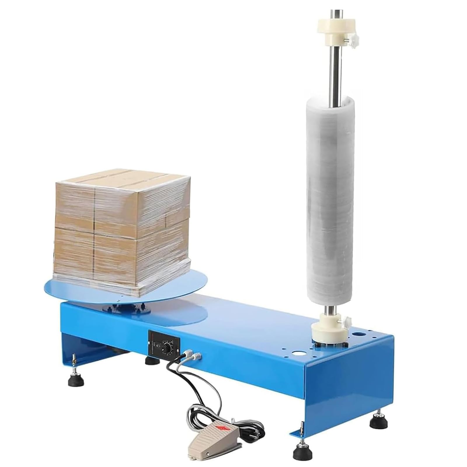 Macchina Avvolgitrice Elettrica da Banco con Film Estensibile, Dispenser di Film Estensibile con Piatto Girevole da 30 Cm, Macchina Avvolgitrice E Reggiatrice Industriale per Impieghi Gravosi