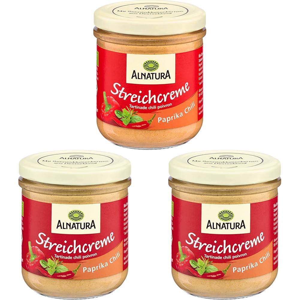 Alnatura Bio Streichcreme Paprika-Chili, 180g (Packung mit 3)