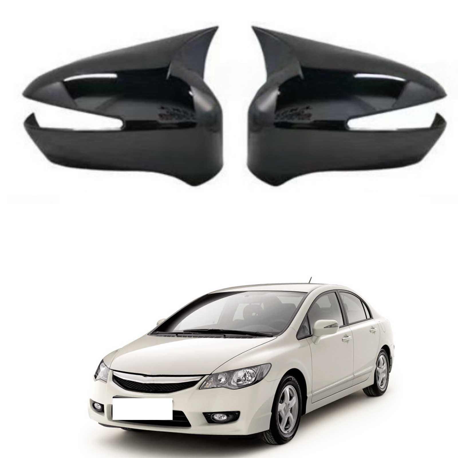PAPEP Door Mirror Cover Caps for Civic 2005-2011 Glossy black, Left Right Side Wing Rearview Mirror Cover Lid 2 Pieces Exterior Styling Accessory