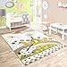 Paco Home Alfombra De Habitación Infantil Contorneada Bebé Jirafa En Beige Crema Colores Pastel, tamaño:80x150 cm