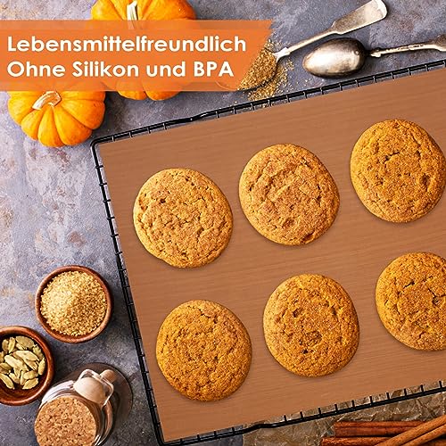 Xikulia Permanente Backfolie, wiederverwendbares Backpapier für Ofen und Grill – hitzebeständig und antihaftbeschichtet, frei, 4er-Set Back-Grillmatte für BBQ, Kekse, Pizzagrill – Bild 6