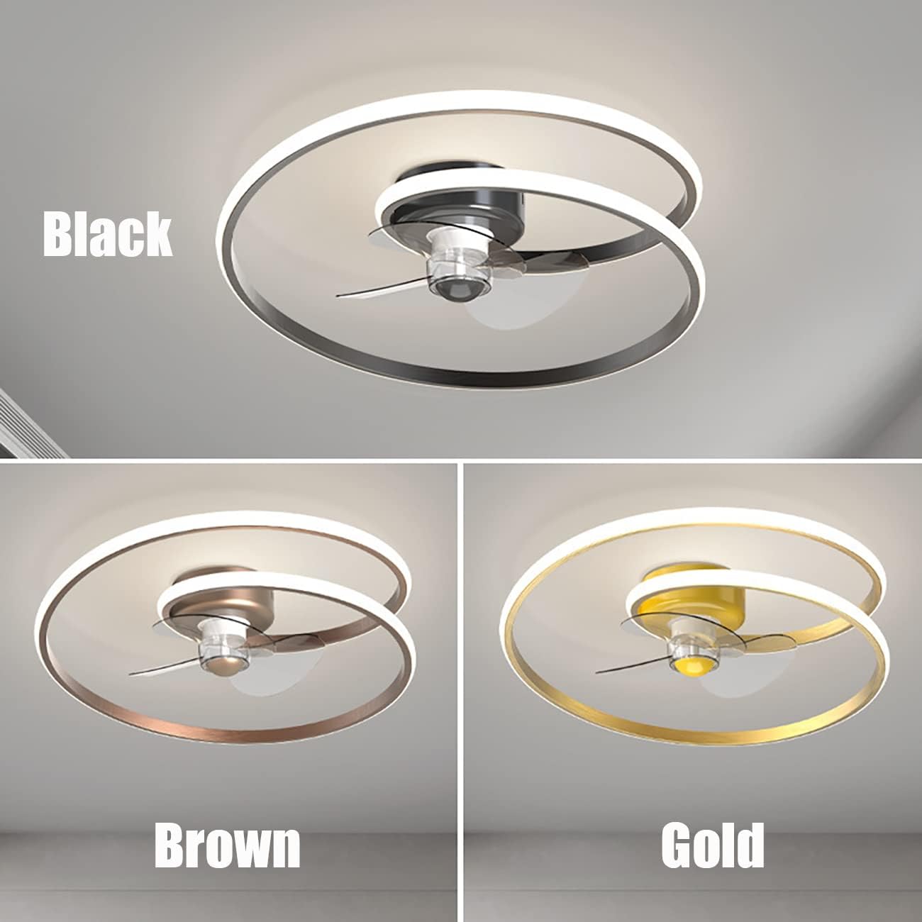 YUEGOO Reversible Fans with Ceiling Lights 6 Speed Kids Silent Fan with Remote Control and App Led Dimmable Ceiling Lights with Timer for Bedroom Living Room Dining Room Fan Lighting/D