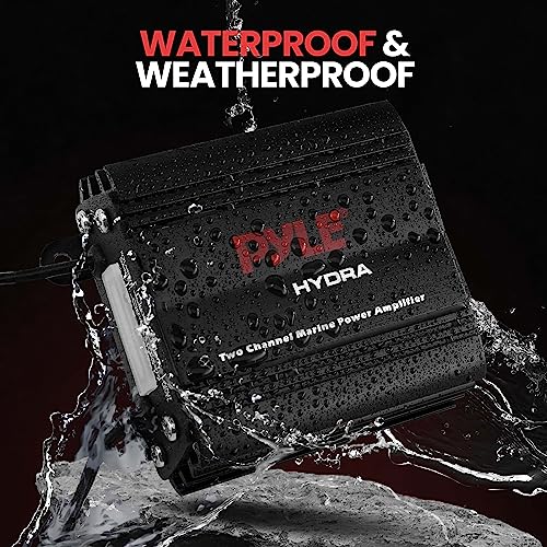 Image of Pyle 2-Channel Marine Amplifier Receiver - Waterproof and Weatherproof Audio Subwoofer for Boat Stereo Speaker & Other Watercraft - 400 Watt Power, Wired RCA, AUX and MP3 Audio Input Cable