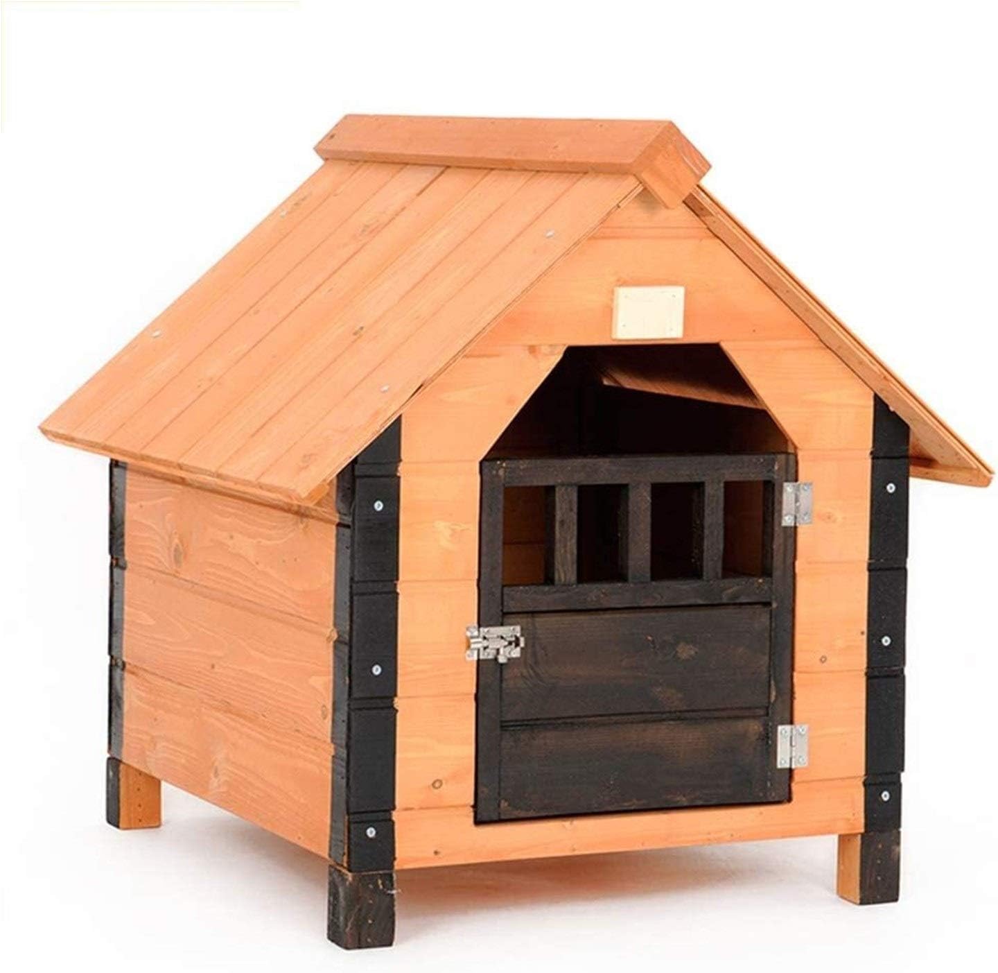 Amazon 犬小屋 屋外用 大型犬 犬舎 屋根 ドア付き 大型犬小屋 犬用ハウス 通気性 暖かい 日焼け対策防風 木製の屋内ドッグハウス