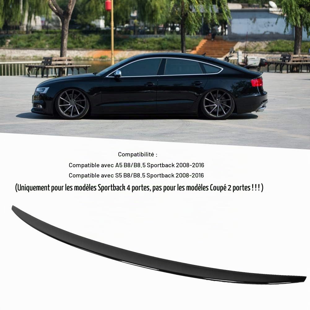 EBTOOLS pour audi a5 spoiler Aileron de coffre arrière, noir brillant aileron de couvercle de coffre arrière aileron de coffre aile accessoire de Modification de voiture adapté