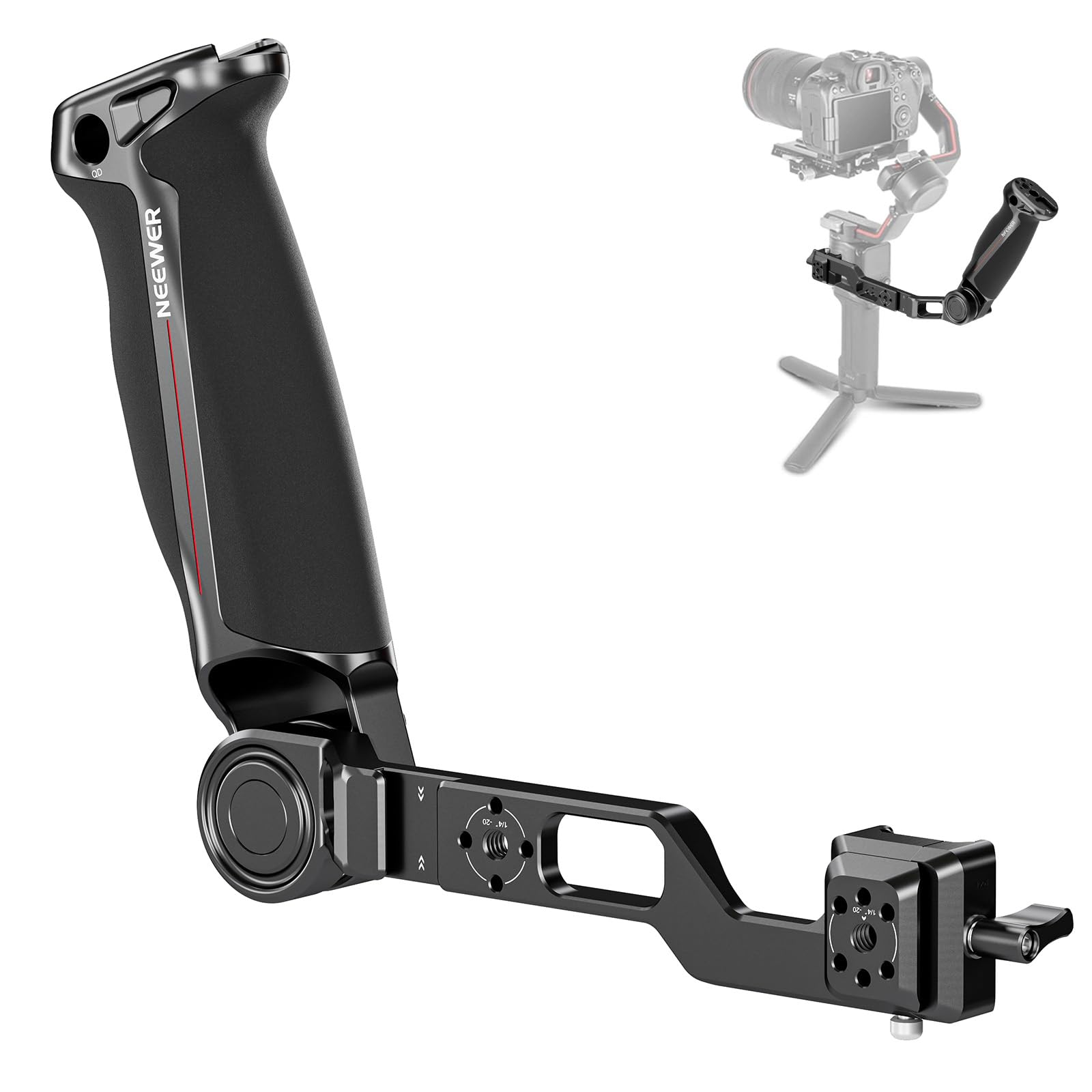 NEEWER RS4 RS3 RS2 Gimbal Sling uchwyt, uchwyt z zaciskiem NATO i gniazdami QD, kompatybilny z DJI RS4 RS4 Pro RS3 RS3 Pro RS2 do nagrywania pod niskim kątem, maks. obciążenie: 10 kg, GA020