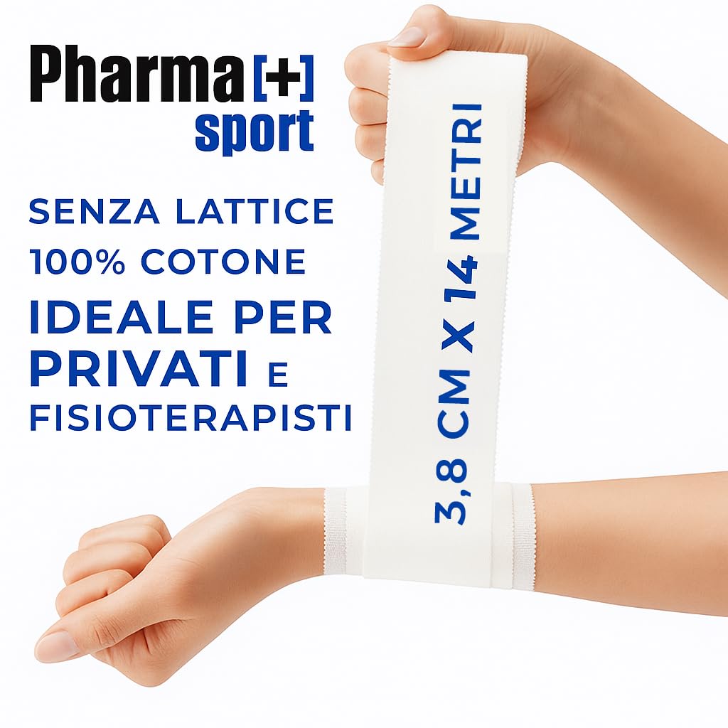 Tape Sportivo Anelastico 3,8 cm x 14 m - Nastro Protettivo Ipoallergenico per Articolazioni e Muscoli, Adesione Forte - Bianco Conf 24 Pezzi