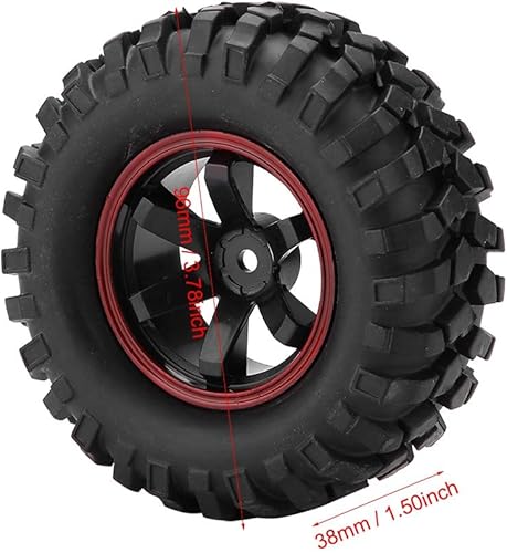 Miniatura 3 de Dilwe Neumáticos de coche a control remoto, 4 unidades, neumáticos de goma de 6 agujeros, con bujes para escala 110 RC Crawler Off-Road Truck Car
