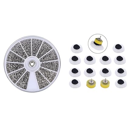 DIY Crafts 44330 1000 PCS Screws Nuts s 12 Kinds Stainless Tiny Hex Assortment + Screwdriver+ With 2.3 3 Hook and Loop Back Grind Accessories for Dremel Wood s Accessories Pack of 1 Pc Silver