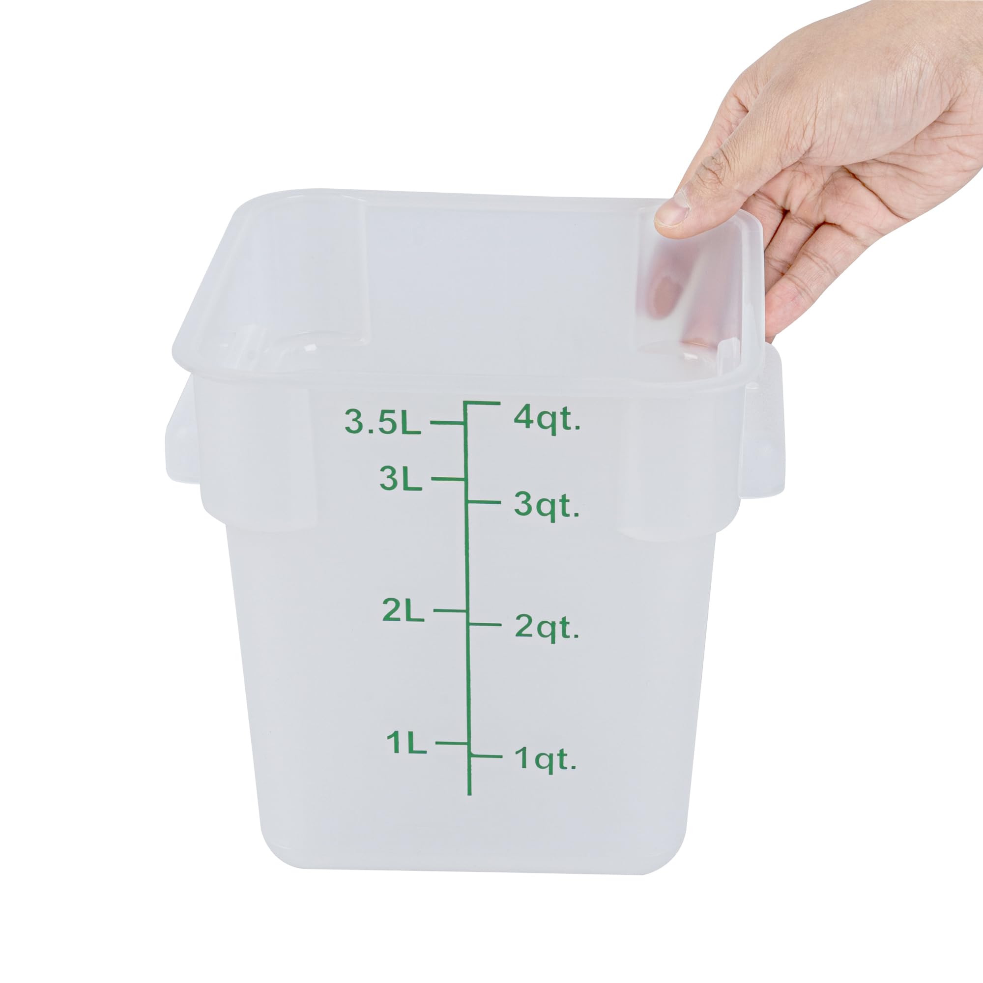 Restaurantware - Contenedores de almacenamiento de alimentos Met Lux de 4 cuartos de galón, 10 recipientes de almacenamiento translúcidos – Las tapas se venden por separado, marcadores de volumen