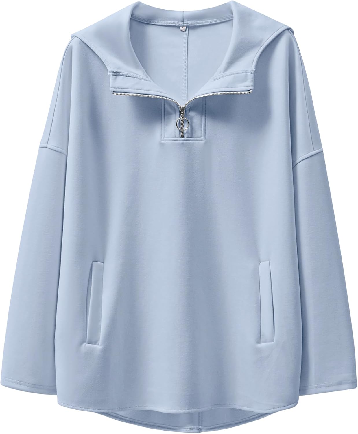 ANRABESS Womens Oversized Hoodie Quarter Zip Sweatshirts 2025 Fall Winter Tunic Pullover Top Trendy Teen Girls Preppy Clothes