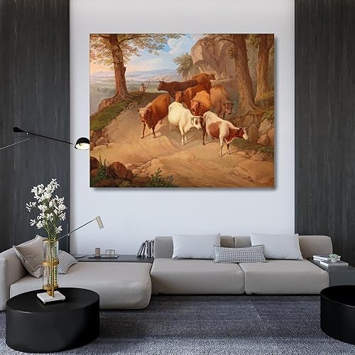 Miniatura 10 de ArtDirect Josef Feid 17x15 Gold Ornate Frame and Double Matted Museum Art Print Titled Bringing the Herd Down from the Alpine Pastures