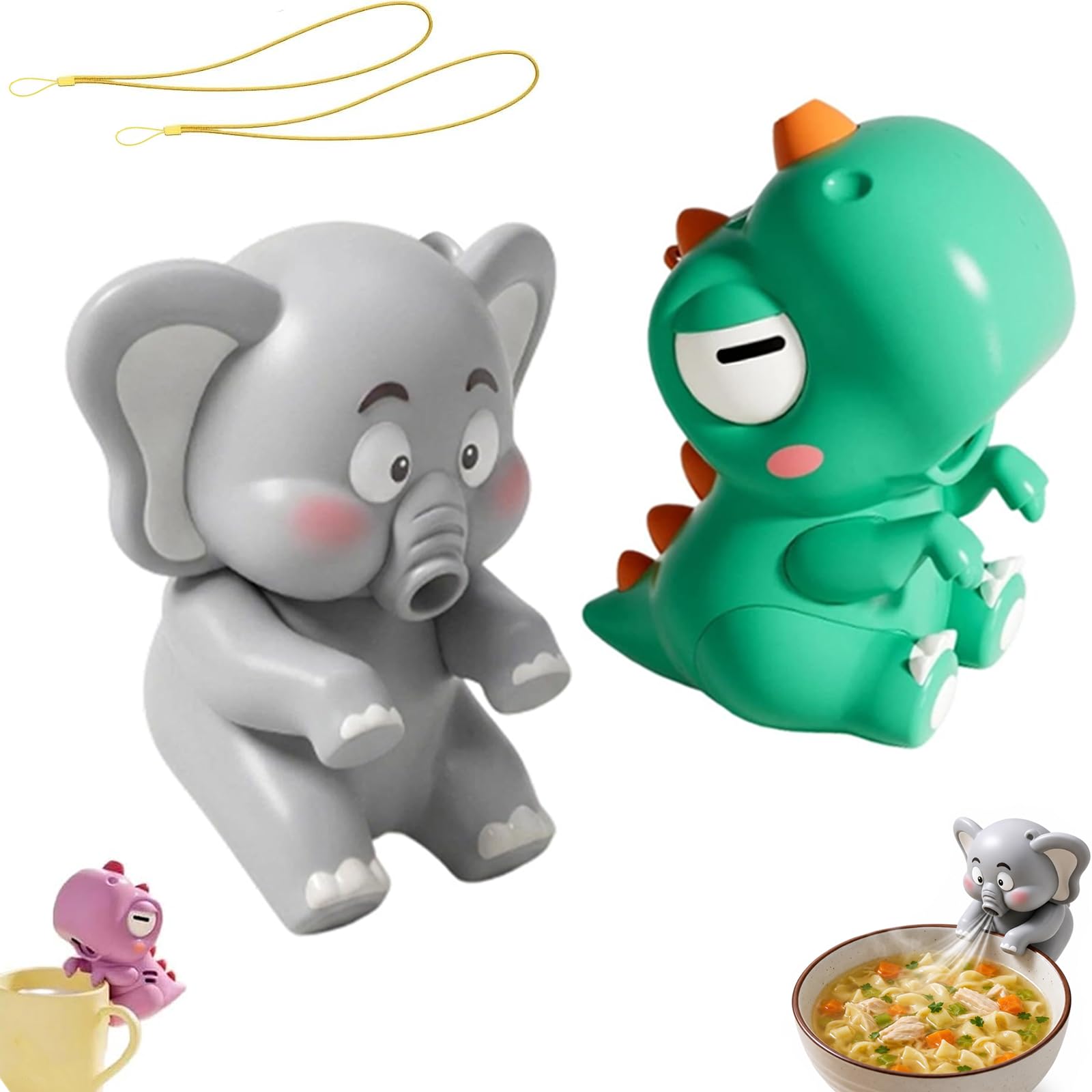 Essen Kalt Puster, Puste Elefant für Essen, Mini-Ventilator Zum Anklemmen Mit 3 Geschwindigkeiten, für Suppen, Nudelsuppen, EintöPfe, Kaffee Usw (A+B)