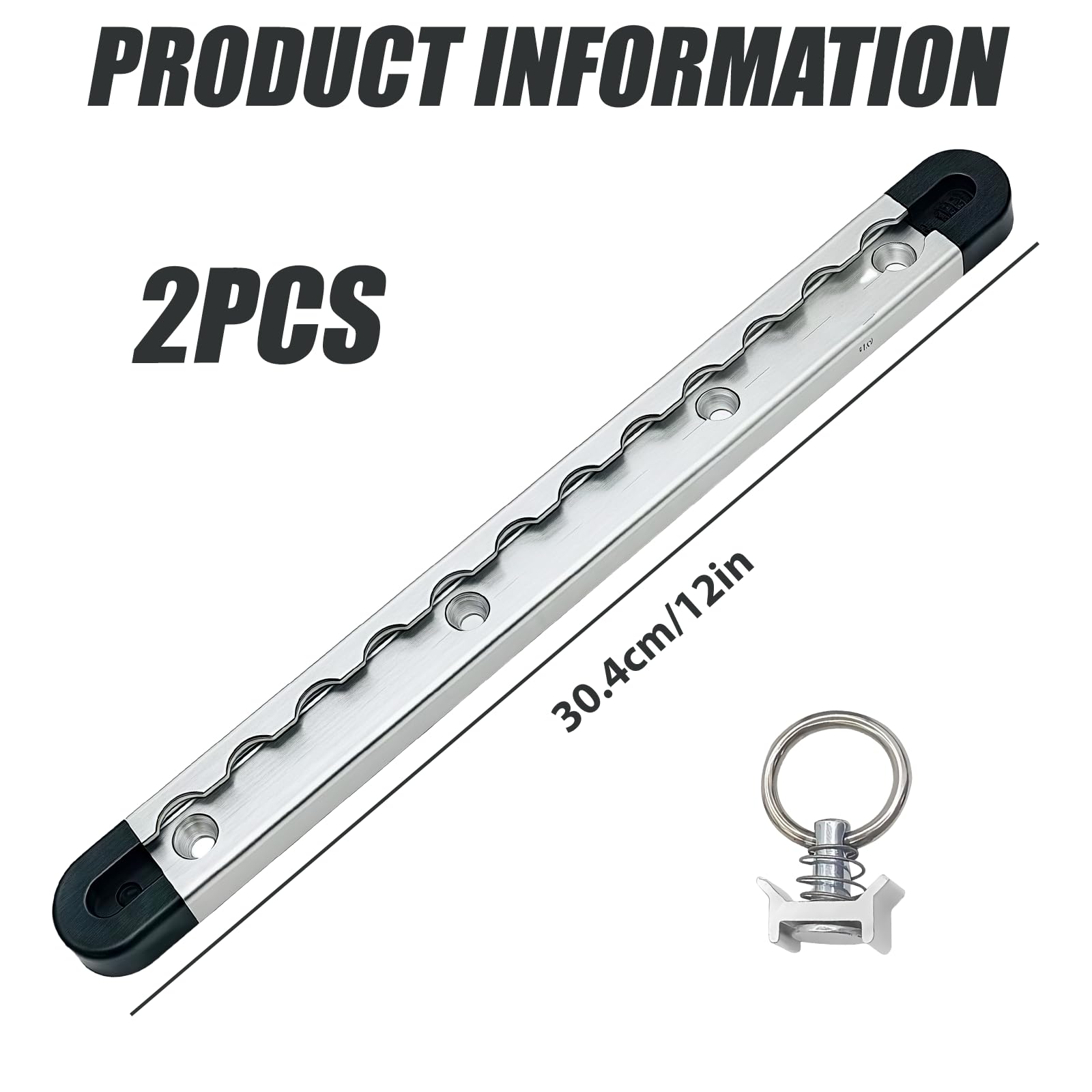 Zestaw aluminiowych szyn lotniczych: 2 sztuki, półokrągłe, z 4 zaślepkami i 2 oczkami mocującymi, szyny Airline 30 cm do przyczep, samochodów osobowych, kamperów, kamperów