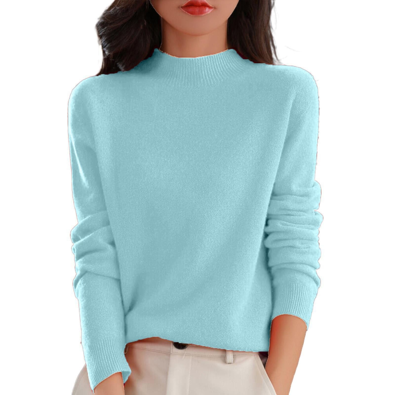 Mock Sweaters for Women Winter Long Sleeve Dressy Casual Knit Tops Soft Casual Pullover