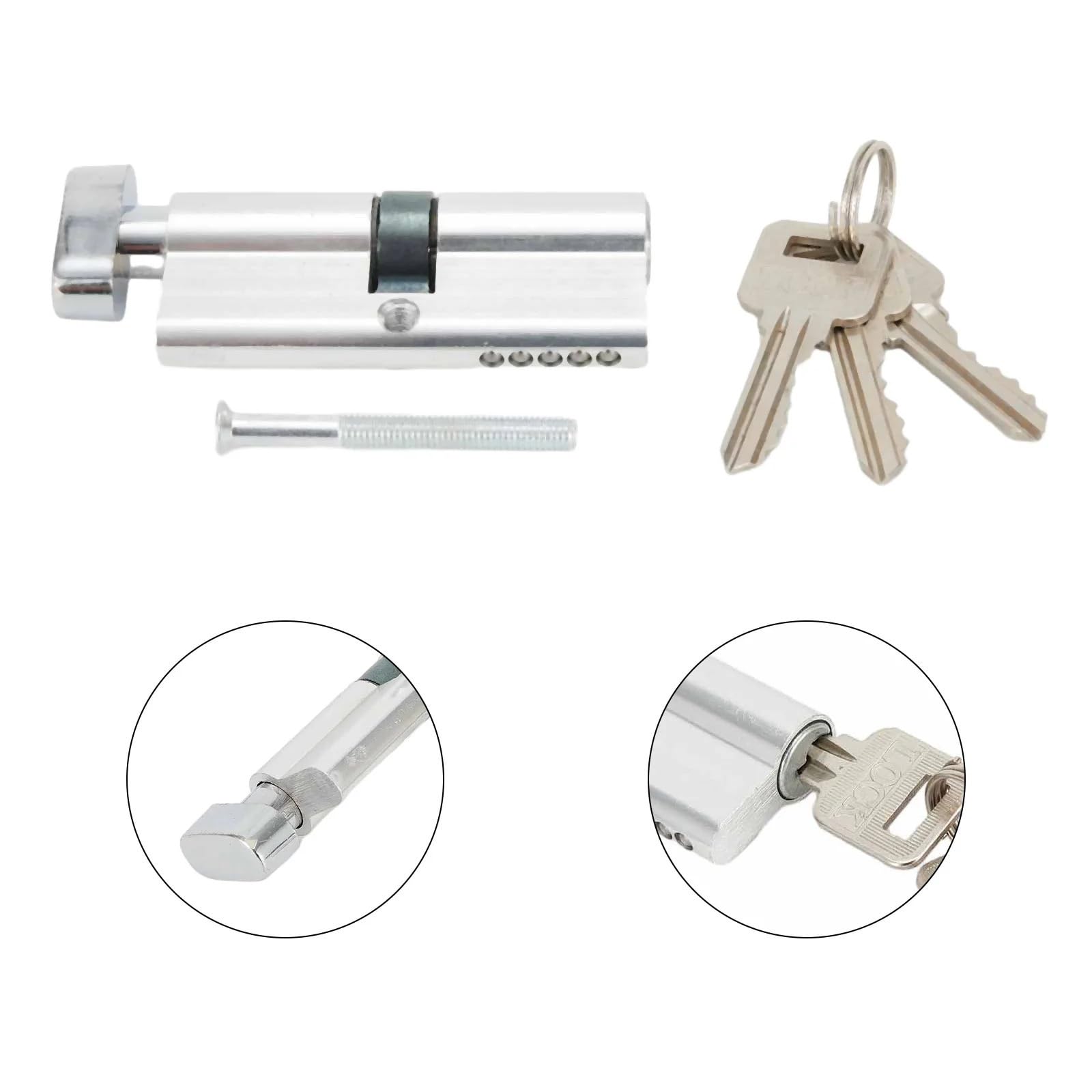 Domowy aluminiowy zamek do drzwi srebrny odcień cylindra sprzęt wewnętrzny aluminiowa szafka bezpieczeństwo meble zamki klucze 1 szt