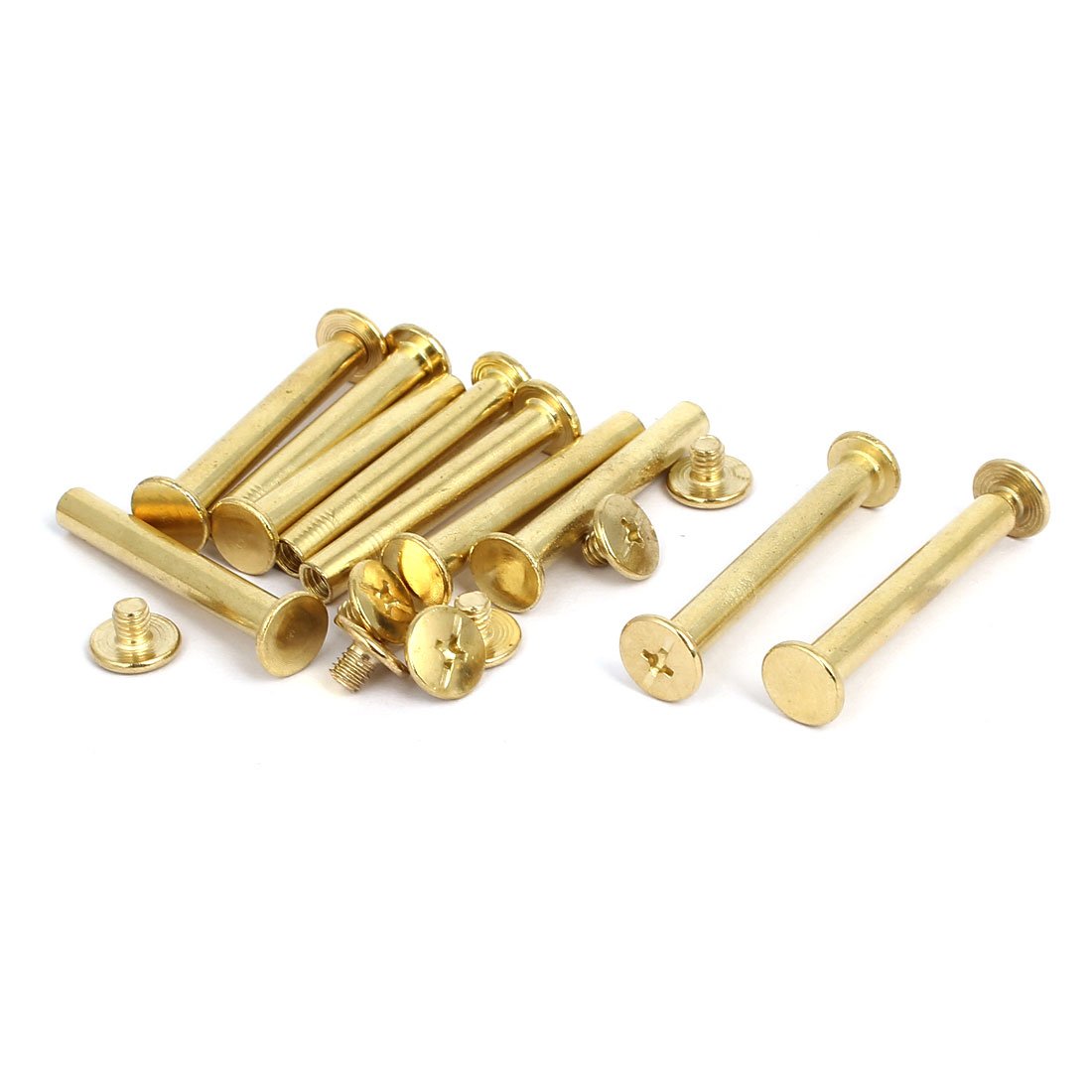 Uxcell Sourcingmap M5x35mm Brass Plated Phillips Cap Binding Chicago Screws Posts Barrel Nuts 10Pcs